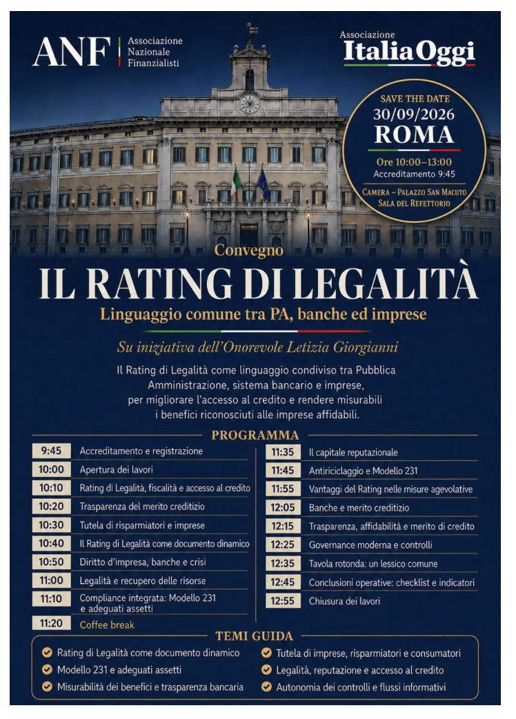Il Rating di Legalità: linguaggio comune tra PA, banche ed imprese